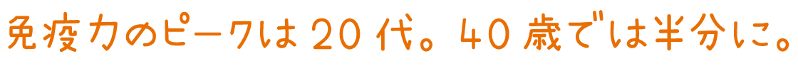 免疫力のピークは20代。40歳では半分に。