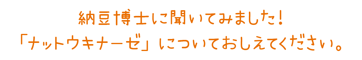 納豆博士に聞いてみました！「ナットウキナーゼ」についておしえてください。